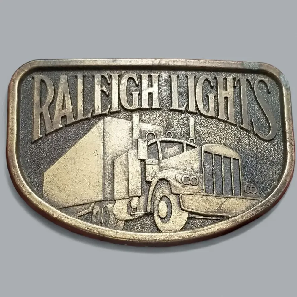 Belt Buckle Raleigh Lights Trucking Big Rig 18-Wheeler Tractor Trailer USA Made‎
